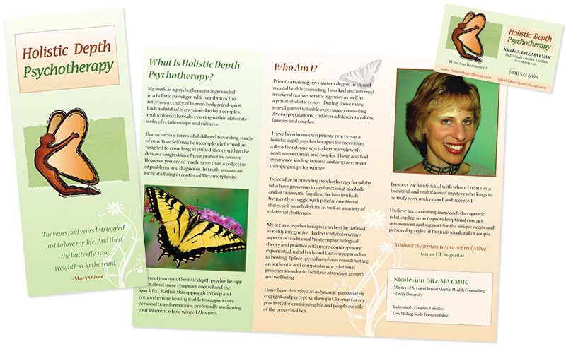 Holistic Depth Psychotherapy Brochure and Business Card