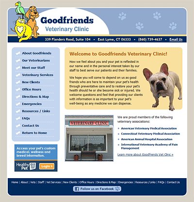 Goodfriends Veterinary Clinic Website