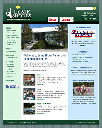 Lyme Shores Tennis & Conditioning Center Website