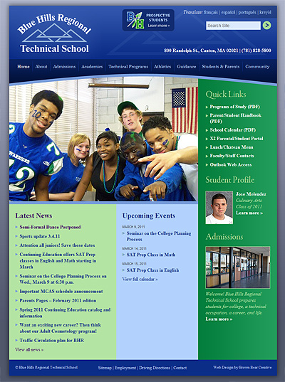 Blue Hills Regional Technical School Website Design
