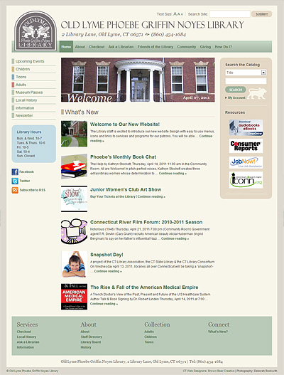 Old Lyme Phoebe Griffin Noyes Library Website Design