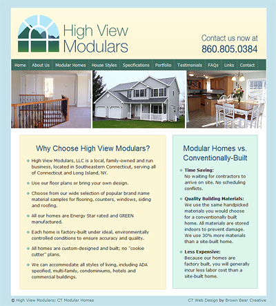 High View Modulars logo and website by Brown Bear Creative