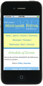 Midsummer Festival website on phone