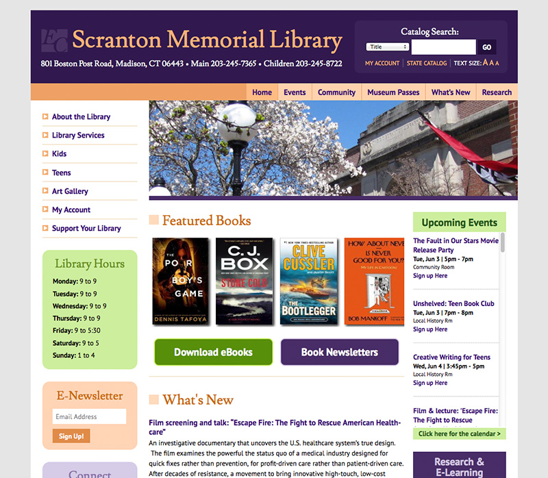Responsive WordPress Website for Scranton Library